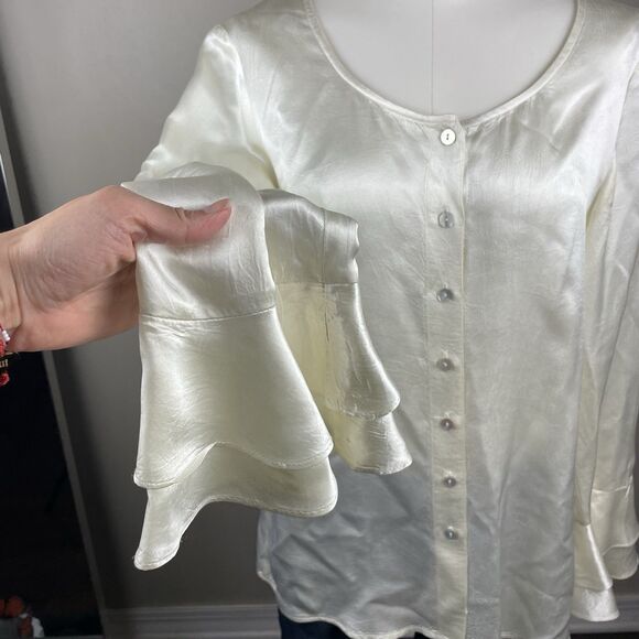 Carole Little Street Wear Women's Ivory Tunic Witchy Whimsy Button Down Medium - Picture 2 of 10